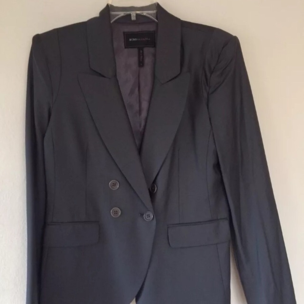 BCBG Max Azria suit blazer, grey wool, size medium